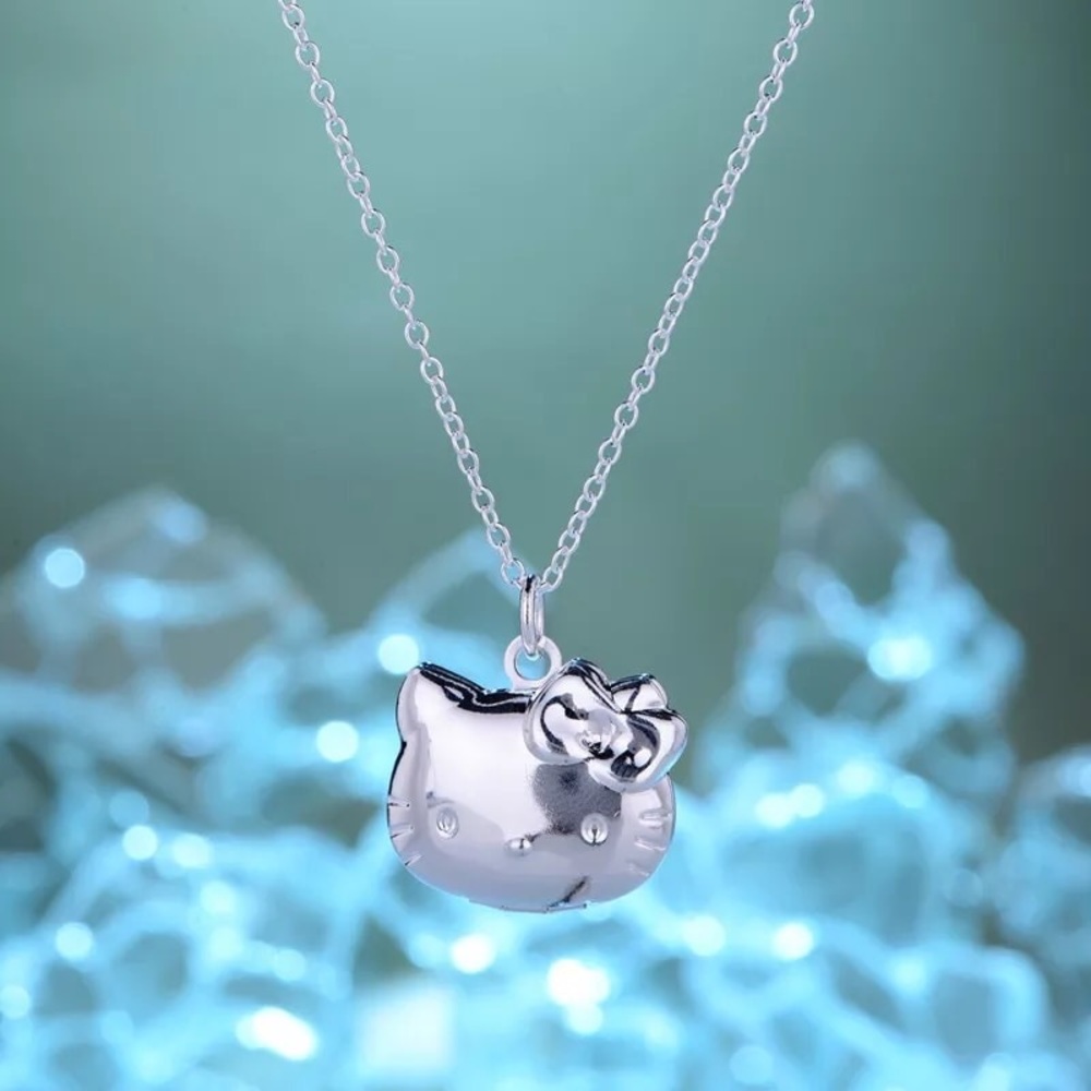 925 Silver Plated Hello Kitty Locket Necklace